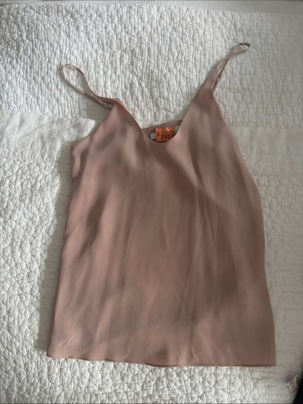 Tibi Dusty Rose Silk V-Neck Spaghetti Strap Camisole